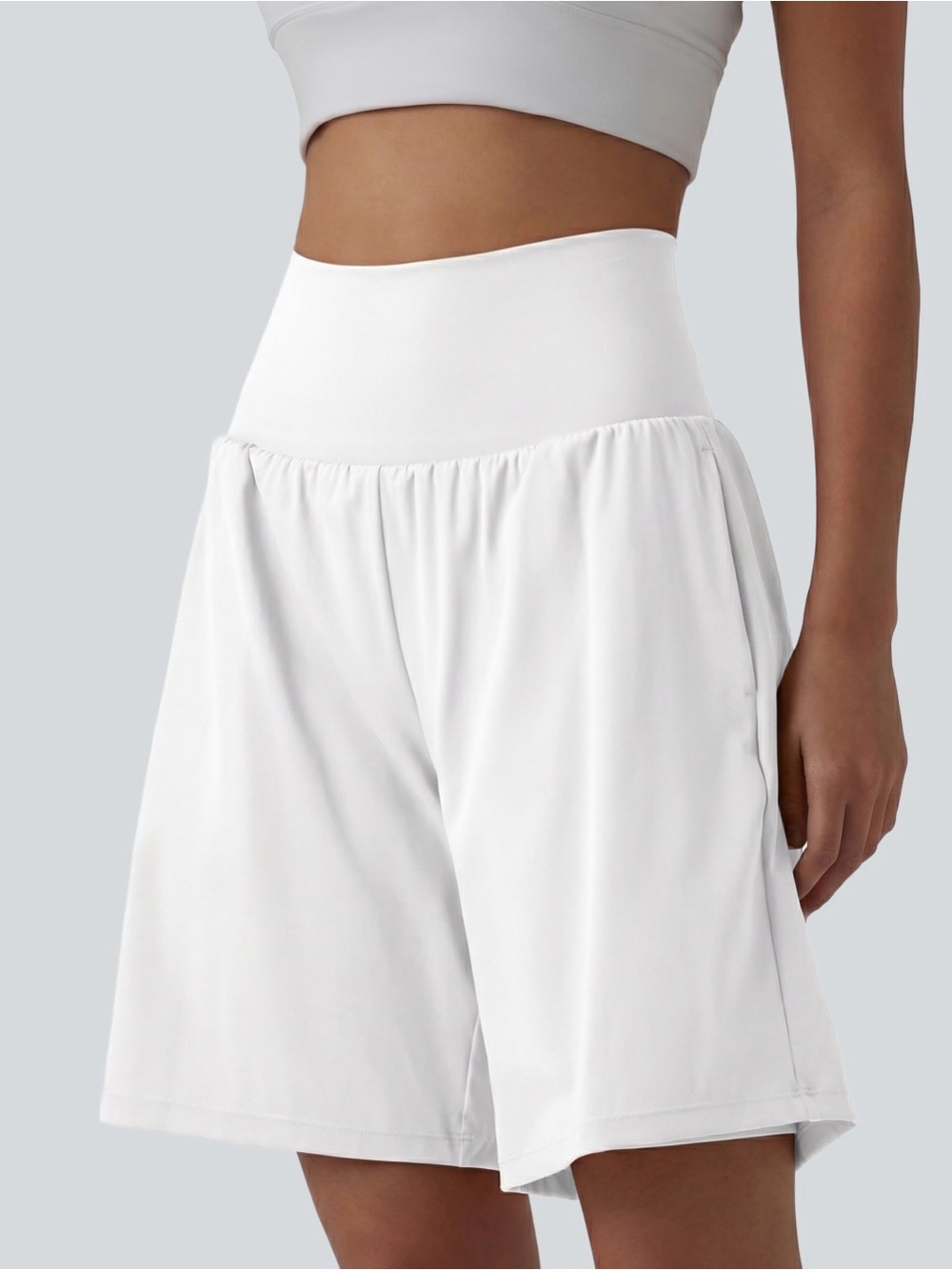 HALARA White High-Waist Athletic Skort-Style Shorts 9”